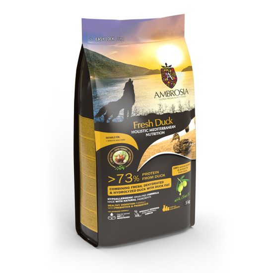 NATURAL TRAINER AMBROSIA MEDITERRANEAN DIET GRAIN FREE ADULT SENSITIVE FRESH DUCK