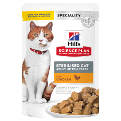 HILL'S SCIENCE PLAN ADULT STERILISED CAT CHICKEN 12X (ΦΑΚΕΛΆΚΙ)