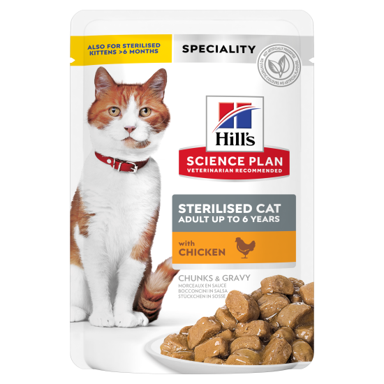HILL'S SCIENCE PLAN ADULT STERILISED CAT CHICKEN 12X (ΦΑΚΕΛΆΚΙ)