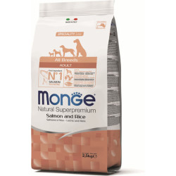 MONGE NATURAL SUPERPREMIUM ADULT ALL BREEDS ΜΕ ΣΟΛΟΜΌ & ΡΎΖΙ