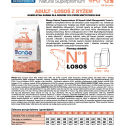 MONGE NATURAL SUPERPREMIUM ADULT ALL BREEDS ΜΕ ΣΟΛΟΜΌ & ΡΎΖΙ