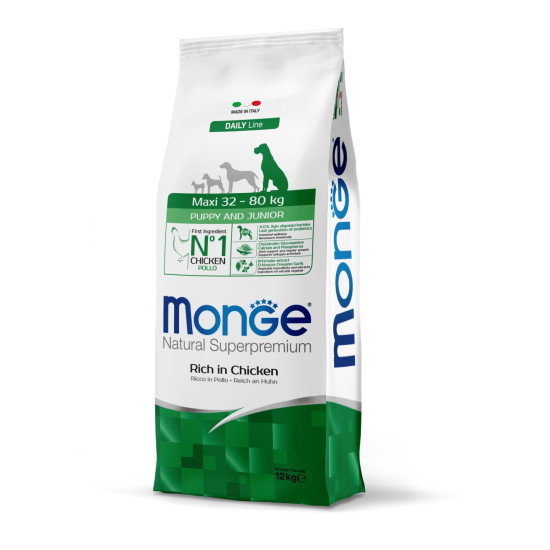 MONGE NATURAL SUPERPREMIUM PUPPY & JUNIOR MAXI ΜΕ ΚΟΤΌΠΟΥΛΟ