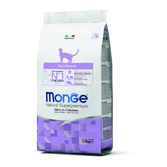 MONGE NATURAL SUPERPREMIUM STERILIZED ADULT ΜΕ ΚΟΤΌΠΟΥΛΟ
