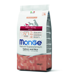 MONGE NATURAL SUPERPREMIUM ADULT MINI ΜΕ ΣΟΛOΜΌ & ΡΎΖΙ