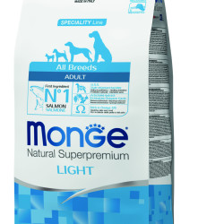 MONGE NATURAL SUPERPREMIUM LIGHT ADULT ALL BREED ΜΕ ΣΟΛΟΜΌ & ΡΎΖΙ