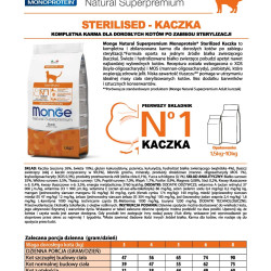 MONGE NATURAL SUPERPREMIUM STERILIZED ADULT ΜΕ ΠΆΠΙΑ ΜΟΝΟΠΡΩΤΕΪΝΙΚΉ