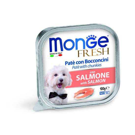 MONGE FRESH ADULT ΠΑΤΈ & ΚΟΜΜΑΤΆΚΙΑ ΜΕ ΣΟΛΩΜΌ 32X