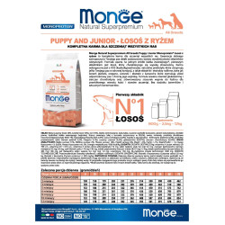 MONGE NATURAL SUPERPREMIUM PUPPY & JUNIOR ALL BREEDS ΜΕ ΣΟΛΩΜΌ & ΡΎΖΙ ΜΟΝΟΠΡΩΤΕΪΝΙΚΉ