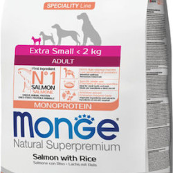 MONGE NATURAL SUPERPREMIUM ADULT EXTRA SMALL ΜΕ ΣΟΛΟΜΌ & ΡΎΖΙ