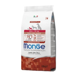 MONGE NATURAL SUPERPREMIUM PUPPY & JUNIOR MINI ΜΕ ΑΡΝΊ & ΡΎΖΙ