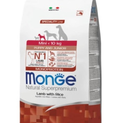 MONGE NATURAL SUPERPREMIUM PUPPY & JUNIOR MINI ΜΕ ΑΡΝΊ & ΡΎΖΙ