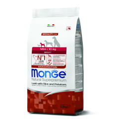 MONGE NATURAL SUPERPREMIUM ADULT MINI ΜΕ ΑΡΝΊ, ΡΎΖΙ & ΠΑΤΆΤΕΣ
