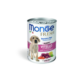 MONGE FRESH PUPPY ΠΑΤΈ & ΚΟΜΜΑΤΆΚΙΑ ΜΕ ΜΟΣΧΆΡΙ & ΛΑΧΑΝΙΚΆ 24X