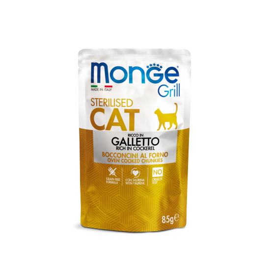 MONGE GRILL CAT STERILISED RICH IN COCKEREL 28X MONGE GRILL CAT STERILISED RICH IN COCKEREL 28X