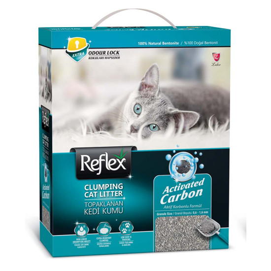 REFLEX CLUMPING CAT LITTER BENTONITE GRAY ACTIVATED CARBON 